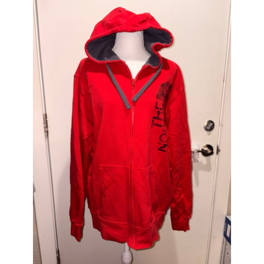 Red The North Face zip up hoodie‎ Large GUC